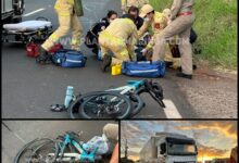 Fotos de Ciclista fica em estado grave após ser atropelado por carreta em Maringá