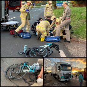 Fotos de Ciclista fica em estado grave após ser atropelado por carreta em Maringá