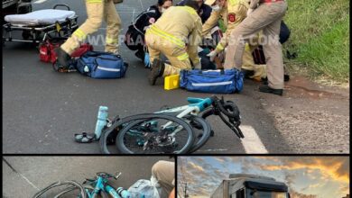 Fotos de Ciclista fica em estado grave após ser atropelado por carreta em Maringá