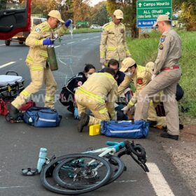 Fotos de Ciclista fica em estado grave após ser atropelado por carreta em Maringá