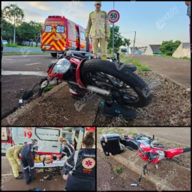 Fotos de Motociclista fica gravemente ferido após bater em árvore em Maringá 