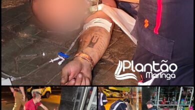 Fotos de Homem socorrido com ferimentos grave após ser esfaqueado na Praça Raposo Tavares em Maringá