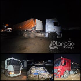 Fotos de Polícia Militar desarticula quadrilha e recupera três carretas roubadas e carga avaliada em mais de R$ 6 milhões, em Maringá 