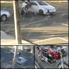 Fotos de VÍDEO: Ladrão furta moto avança preferencial e sofre acidente em Maringá