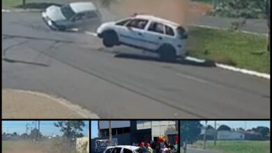 Fotos de Vídeo mostra carro capotando diversas vezes após colisão em Maringá