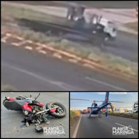 Fotos de Motociclista é intubado e socorrido de helicóptero após acidente - câmera registrou a colisão