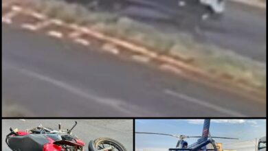 Fotos de Motociclista é intubado e socorrido de helicóptero após acidente - câmera registrou a colisão