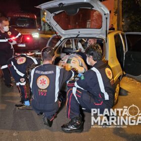 Fotos de Motorista na contramão fica ferido após bater carro contra poste em Maringá