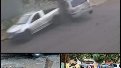 Fotos de Motorista perde controle de carro e bate em poste em Maringá; vídeo mostra momento do acidente