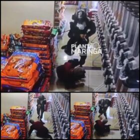 Fotos de Vídeo mostra assaltante agredindo covardemente idoso durante assalto