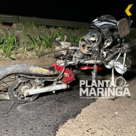 Fotos de Vídeo mostra carro contramão atingido moto e deixando motociclista em estado grave em Maringá