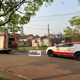 Fotos de Mãe e filho são intubados e socorridos em estado gravíssimo após incêndio em residência em Maringá