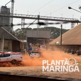 Fotos de Trabalhador é soterrado por soja em cooperativa de Maringá; resgate já dura quase quatro horas