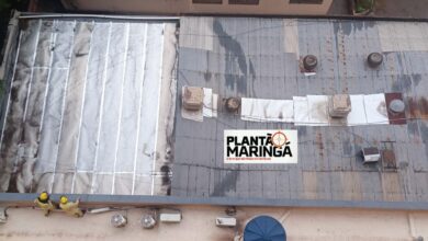 Fotos de Teto de loja desaba após rajada de vento em Maringá; VÍDEO 