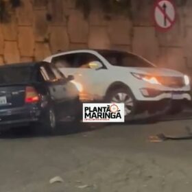 Fotos de Vídeo mostra motorista em fúria colidindo carro com outro veículo em Maringá