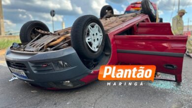 Fotos de Colisão seguida de capotamento deixa quatro feridos em Maringá