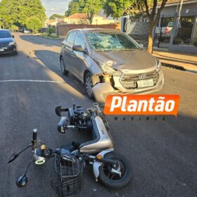 Fotos de Idoso é hospitalizado em estado grave após acidente entre carro e moto elétrica em Maringá
