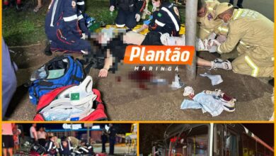 Fotos de Acidente entre ônibus e motocicleta deixa jovem gravemente ferido em Maringá