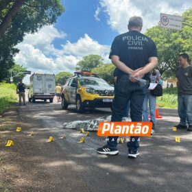 Fotos de Jovem de 26 anos executado no Contorno Sul em Maringá, tinha sido investigado em um triplo homicídio, onde pai, mãe e uma bebê de 45 dias foram executados em 2023