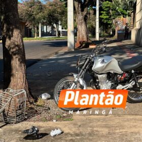 Fotos de Jovem a caminho do trabalho sofre acidente grave após colisão com lixeira e árvore em Maringá