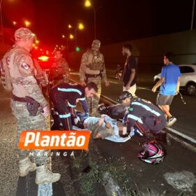 Fotos de Casal fica ferido em acidente de moto na Avenida Colombo, em Maringá
