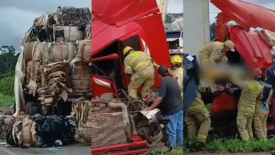 Fotos de Em caminhão, mulher morre em acidente na BR-163