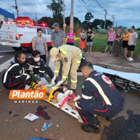 Fotos de Motociclista sofre ferimentos graves em acidente na Avenida Carlos Borges, em Maringá