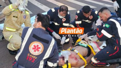 Fotos de Motociclista sofre ferimentos graves em acidente na Avenida Carlos Borges, em Maringá