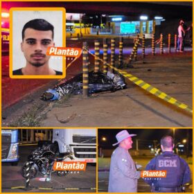 Fotos de Garupa morre e piloto fica em estado grave após moto bater em meio-fio e alambrado em Maringá 