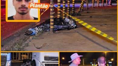 Fotos de Garupa morre e piloto fica em estado grave após moto bater em meio-fio e alambrado em Maringá 