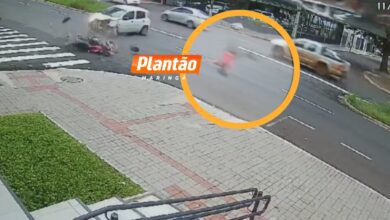 Fotos de Motociclista é arremessado após carro avança preferencial em Maringá