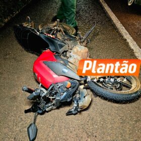 Fotos de Motociclista fica gravemente ferido após bater na traseira de caminhão em Maringá