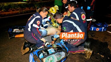 Fotos de Motociclista fica gravemente ferido após bater na traseira de caminhão em Maringá