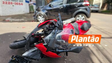 Fotos de Motociclista sofre ferimentos graves após carro avança preferencial em Maringá