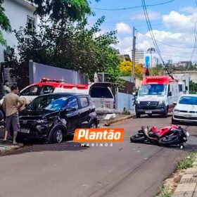 Fotos de Motociclista sofre ferimentos graves após carro avança preferencial em Maringá