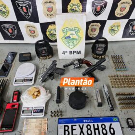 Fotos de Rotam apreende arsenal, drogas e equipamentos usados ​​em furtos de Hilux em Maringá