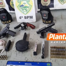 Fotos de Rotam apreende arsenal, drogas e equipamentos usados ​​em furtos de Hilux em Maringá