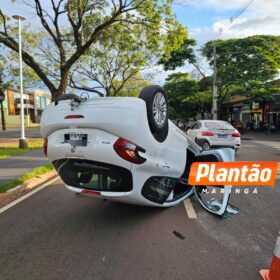 Advogado fica ferido após capotamento na Avenida Gastão Vidigal, em Maringá Foto 1 Fotos de Advogado fica ferido após capotamento na Avenida Gastão Vidigal, em Maringá
