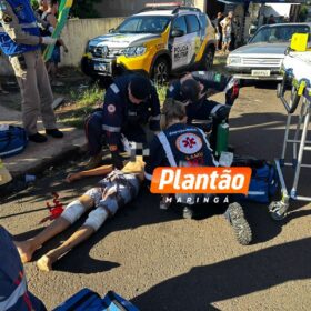 Fotos de Adolescente fica ferido após bater mobilete contra carro em Maringá