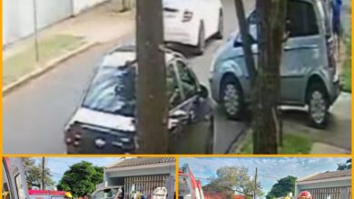 Fotos de Casal fica preso às ferragens após colisão em Maringá, o acidente foi registrado por uma câmera de segurança