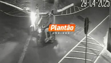 Fotos de Criminosos agridem mulher durante roubo de moto em Maringá