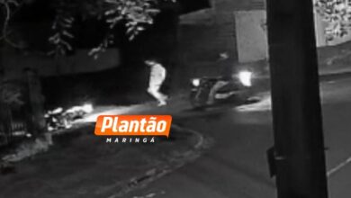 Fotos de Criminosos derrubam mulher de moto e agridem vítima durante tentativa de assalto em Maringá
