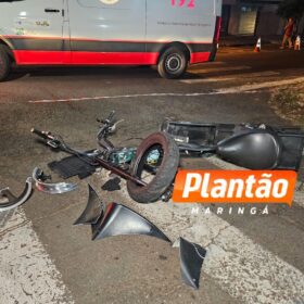 Fotos de Dois jovens ficam feridos após acidente entre moto elétrica e ônibus em Maringá; um deles em estado gravíssimo