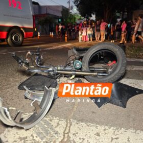 Fotos de Dois jovens ficam feridos após acidente entre moto elétrica e ônibus em Maringá; um deles em estado gravíssimo
