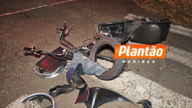 Fotos de Dois jovens ficam feridos após acidente entre moto elétrica e ônibus em Maringá; um deles em estado gravíssimo