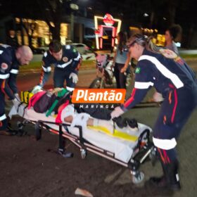Motociclista sofre fratura exposta de fêmur após colisão na Avenida Colombo, em Maringá Foto 1 Fotos de Motociclista sofre fratura exposta de fêmur após colisão na Avenida Colombo, em Maringá