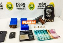 Fotos de Polícia Militar prende suspeito com veículo furtado, arma de fogo e mais de 1 kg de maconha