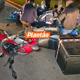 Fotos de Motoboy fica gravemente ferido após carro avançar preferencial em Maringá