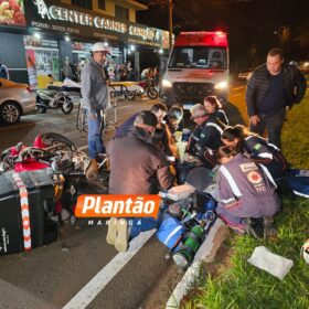 Fotos de Motoboy fica gravemente ferido após carro avançar preferencial em Maringá