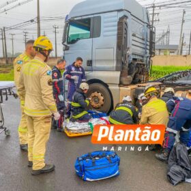 Mulher é intubada após ser atropelada por carreta em Maringá ao cair de moto Foto 4 Fotos de Mulher é intubada após ser atropelada por carreta em Maringá ao cair de moto